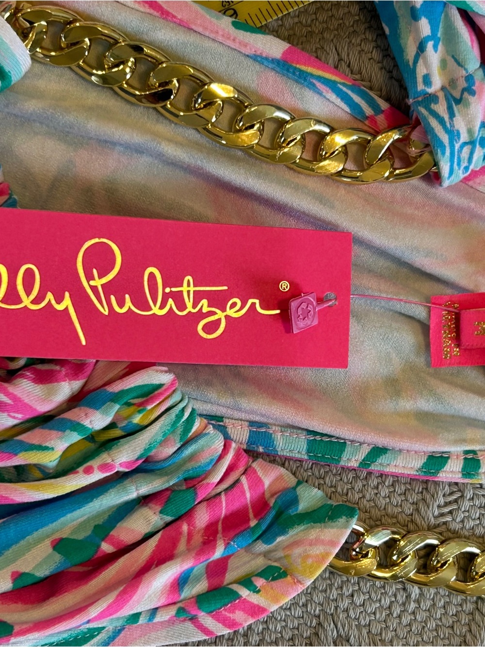 NWT SZ 8 Lilly Pullitzer Tropical Halter Maxi Dress in Pink, Teal & White - Picture 6 of 8